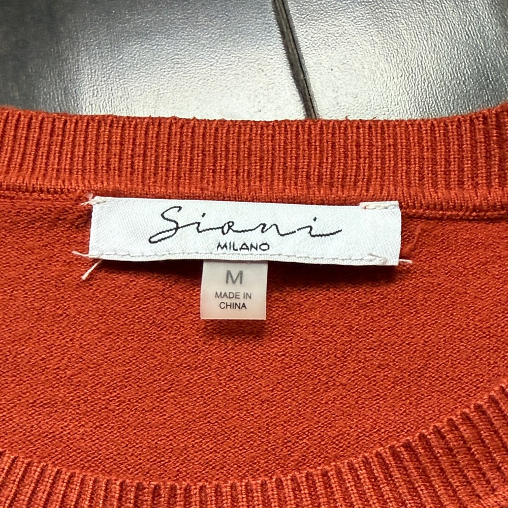 Sioni Burnt Orange Sweater with Embroidered Sleeves - Picture 2 of 3